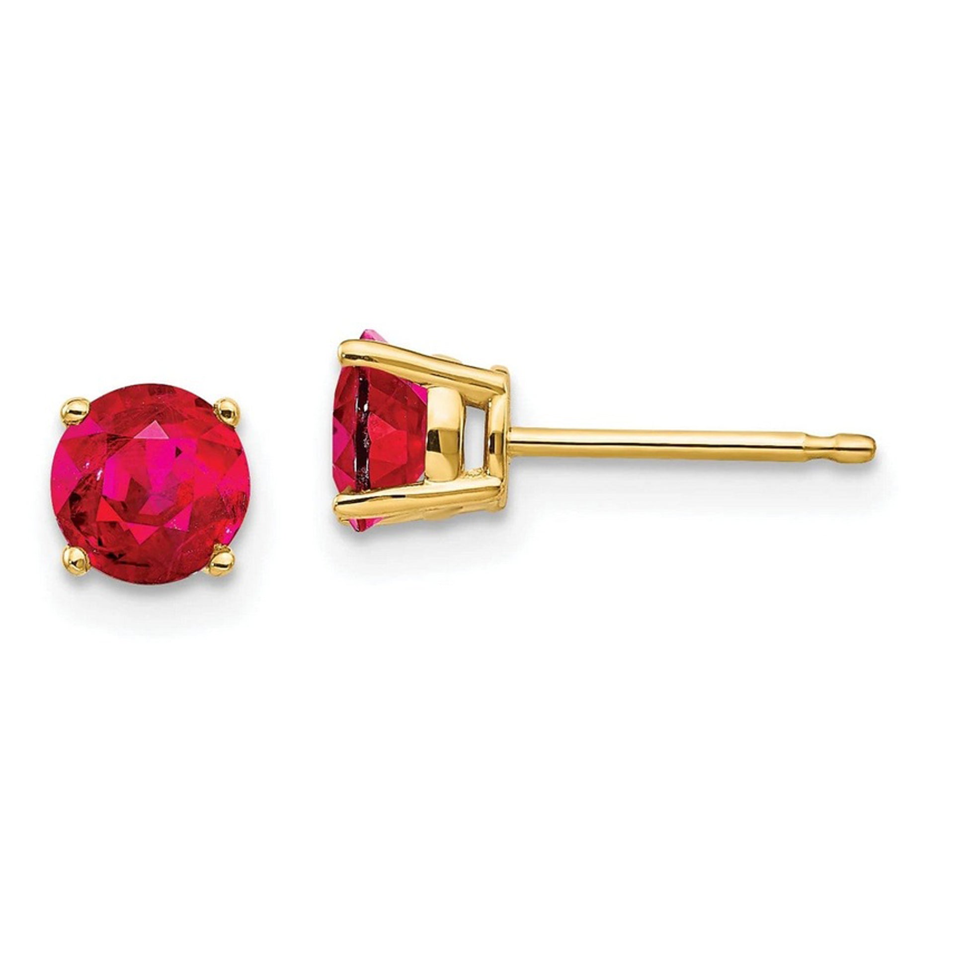 4 Carat round Ruby 18 Inch Necklace in Earring Set 24K Gold Plated | New Year Jewelry Gift for Her Women Girls